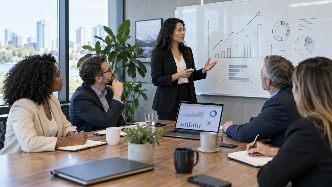 Canadian business leaders reviewing strategy and performance